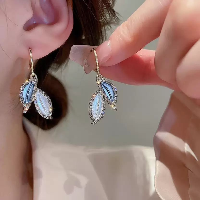Icy Leaf Danglers
