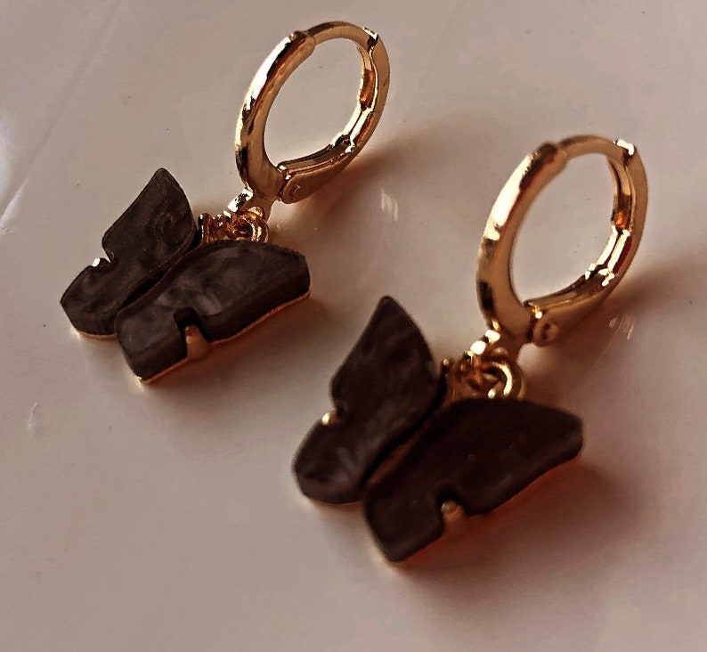 Golden Butterfly Hoops