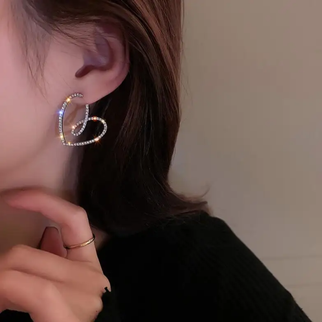Golden Heart Glitter Earrings