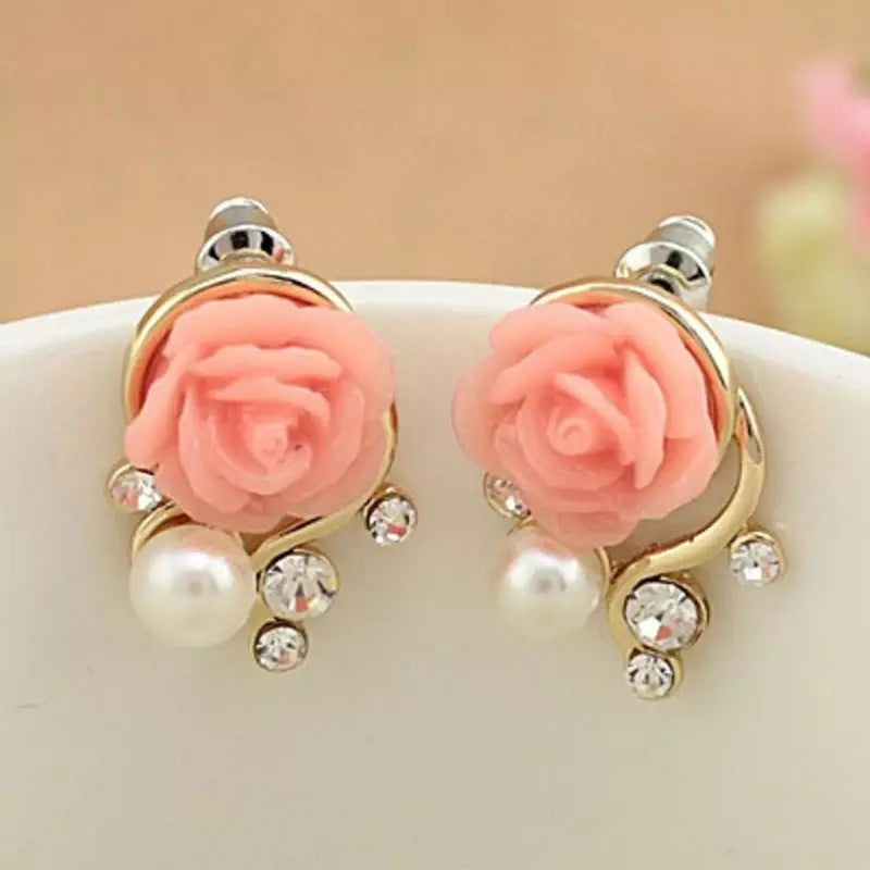 Pinky Flower Studs
