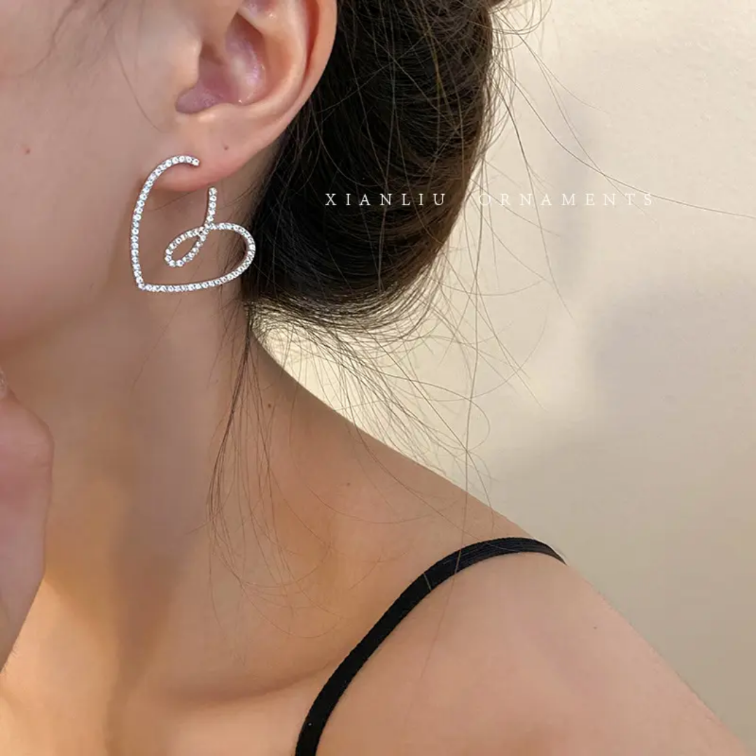 Golden Heart Glitter Earrings