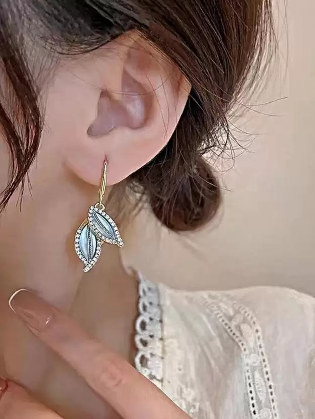 Icy Leaf Danglers