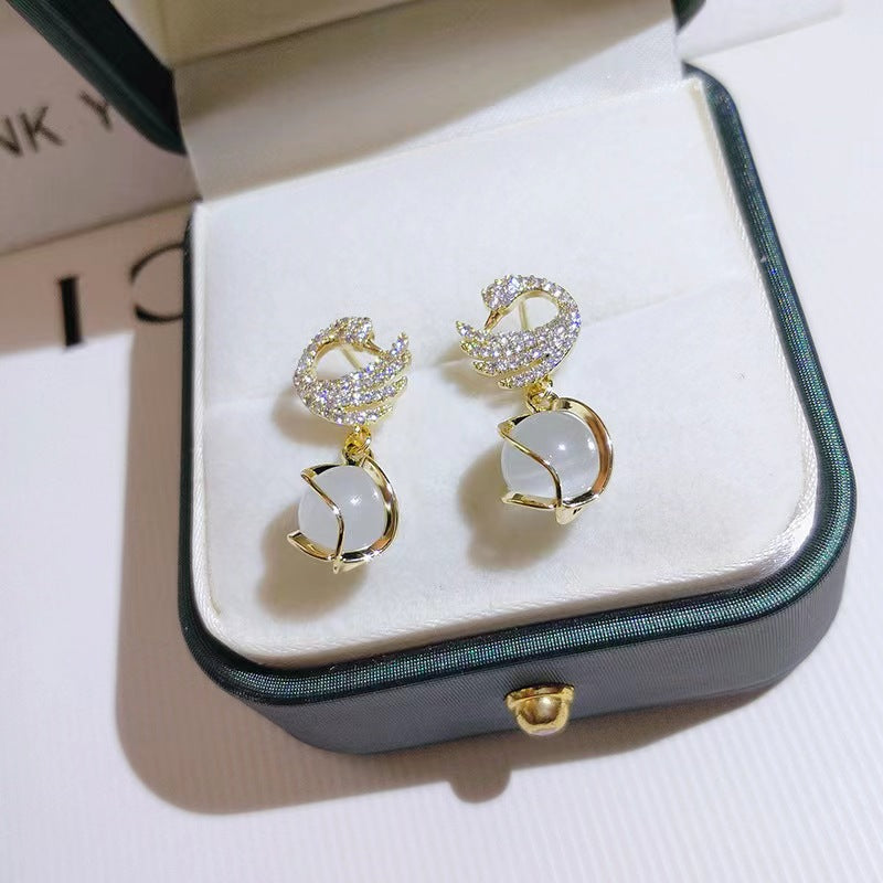 Glitter Swan Studs