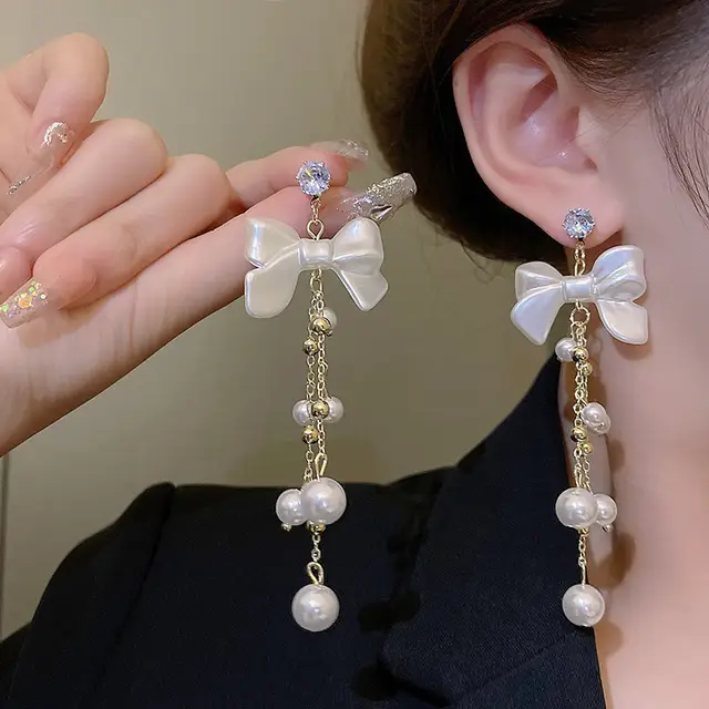 Bow Drop Pearl Hangings