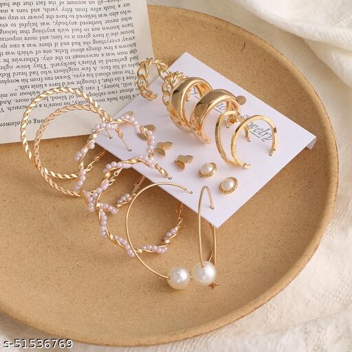 Pearl Braided Charm Hoops