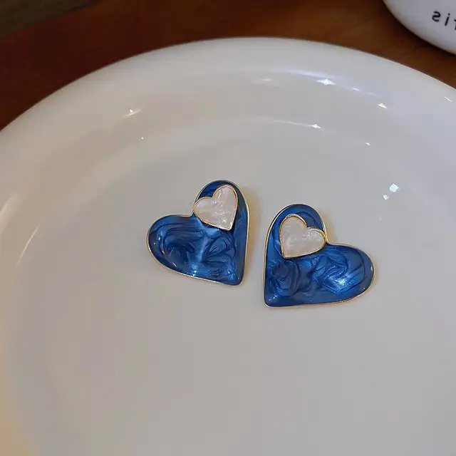 Blue Bloom Heart Earrings