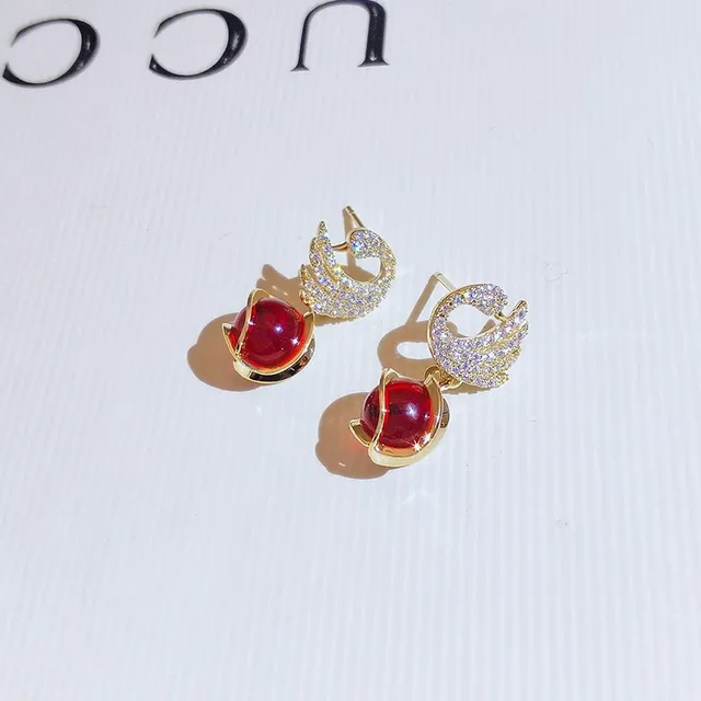 Glitter Swan Studs