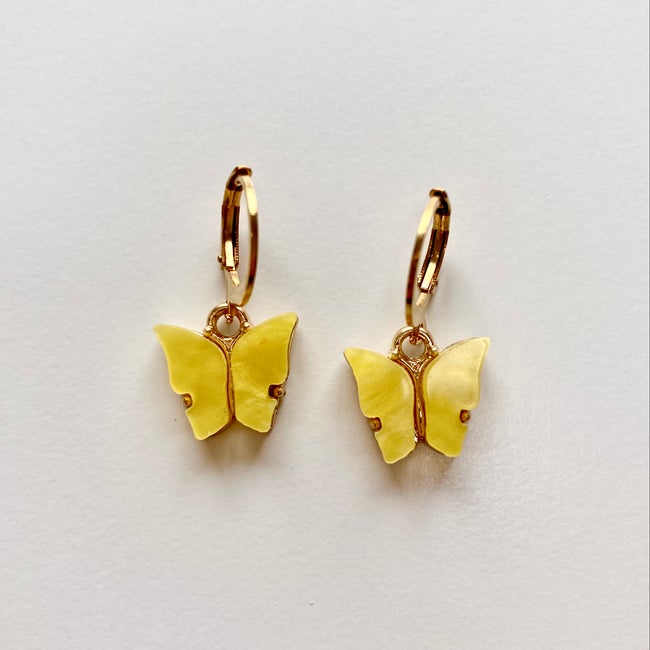 Golden Butterfly Hoops