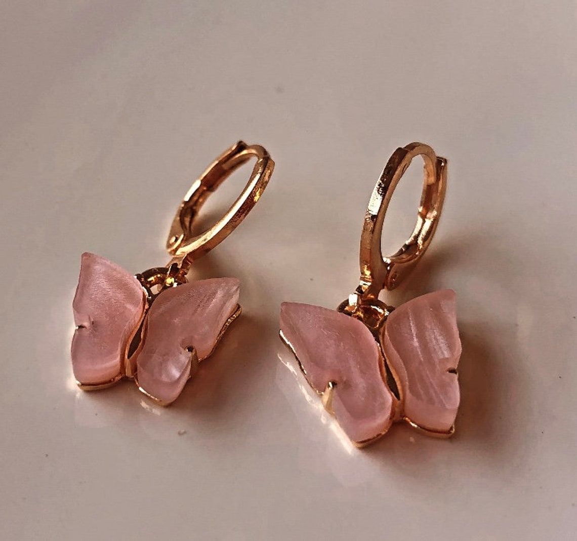 Golden Butterfly Hoops
