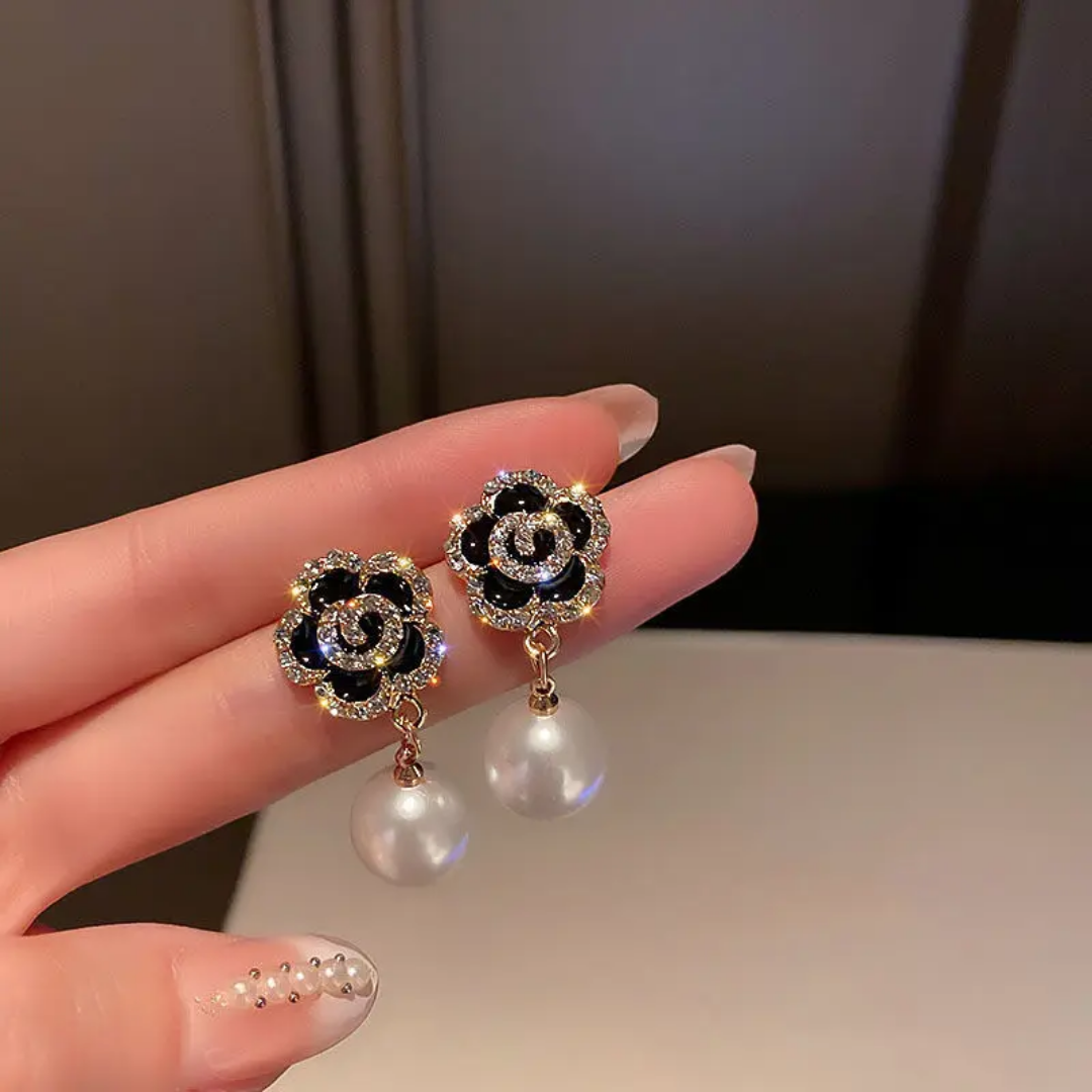 Rose Pearl Drop Earrings