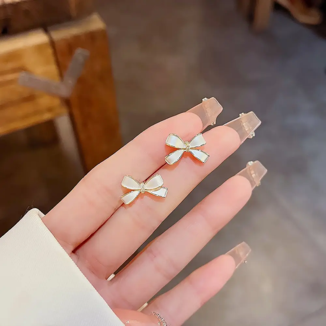 Ribbon Pearl Drop Earrings