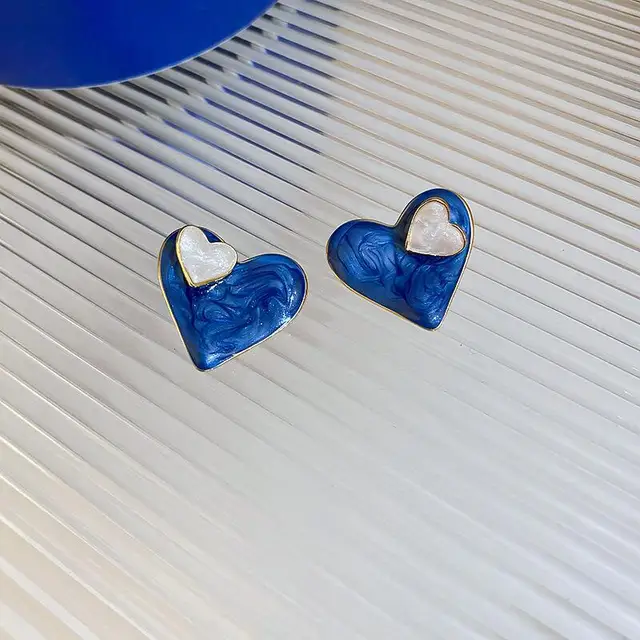Blue Bloom Heart Earrings