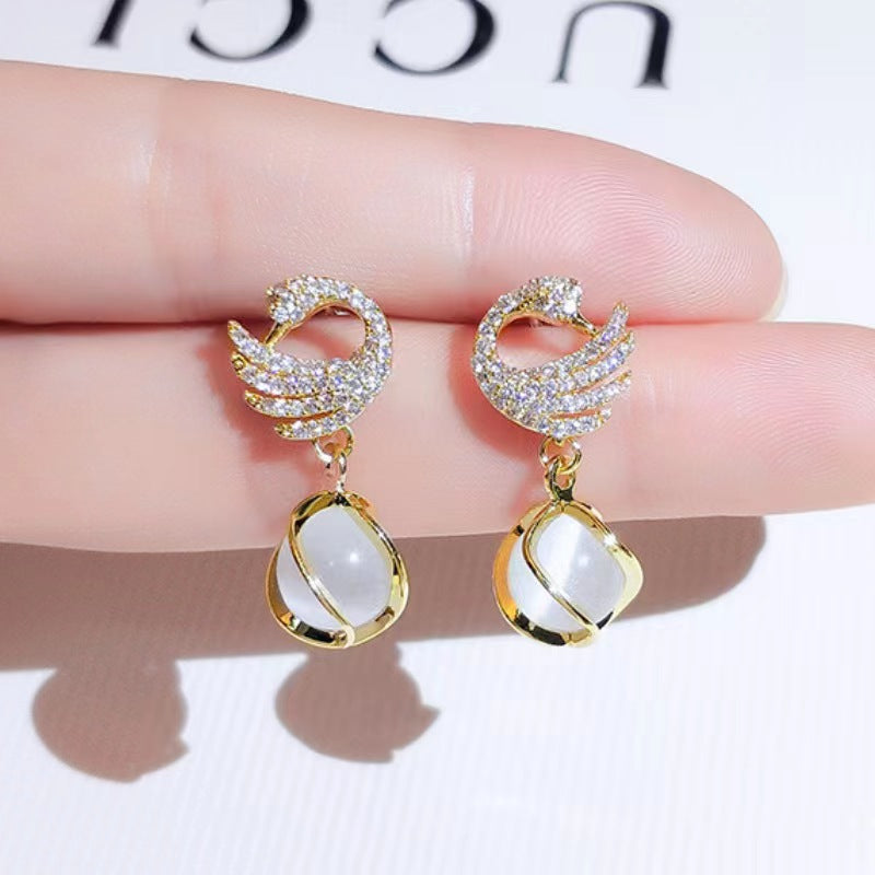 Glitter Swan Studs
