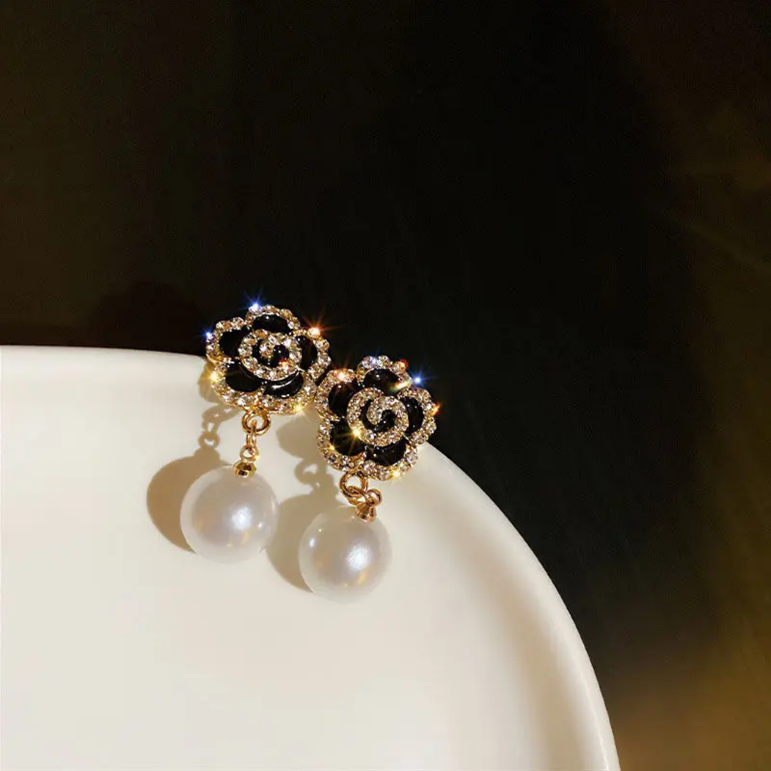 Rose Pearl Drop Earrings