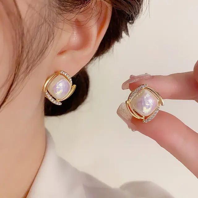 Golden Border Pearl Studs