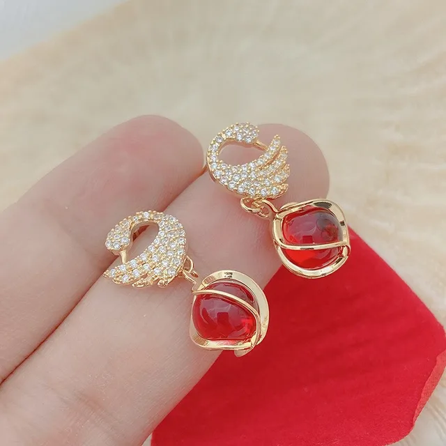 Glitter Swan Studs