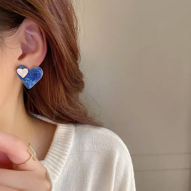 Blue Bloom Heart Earrings