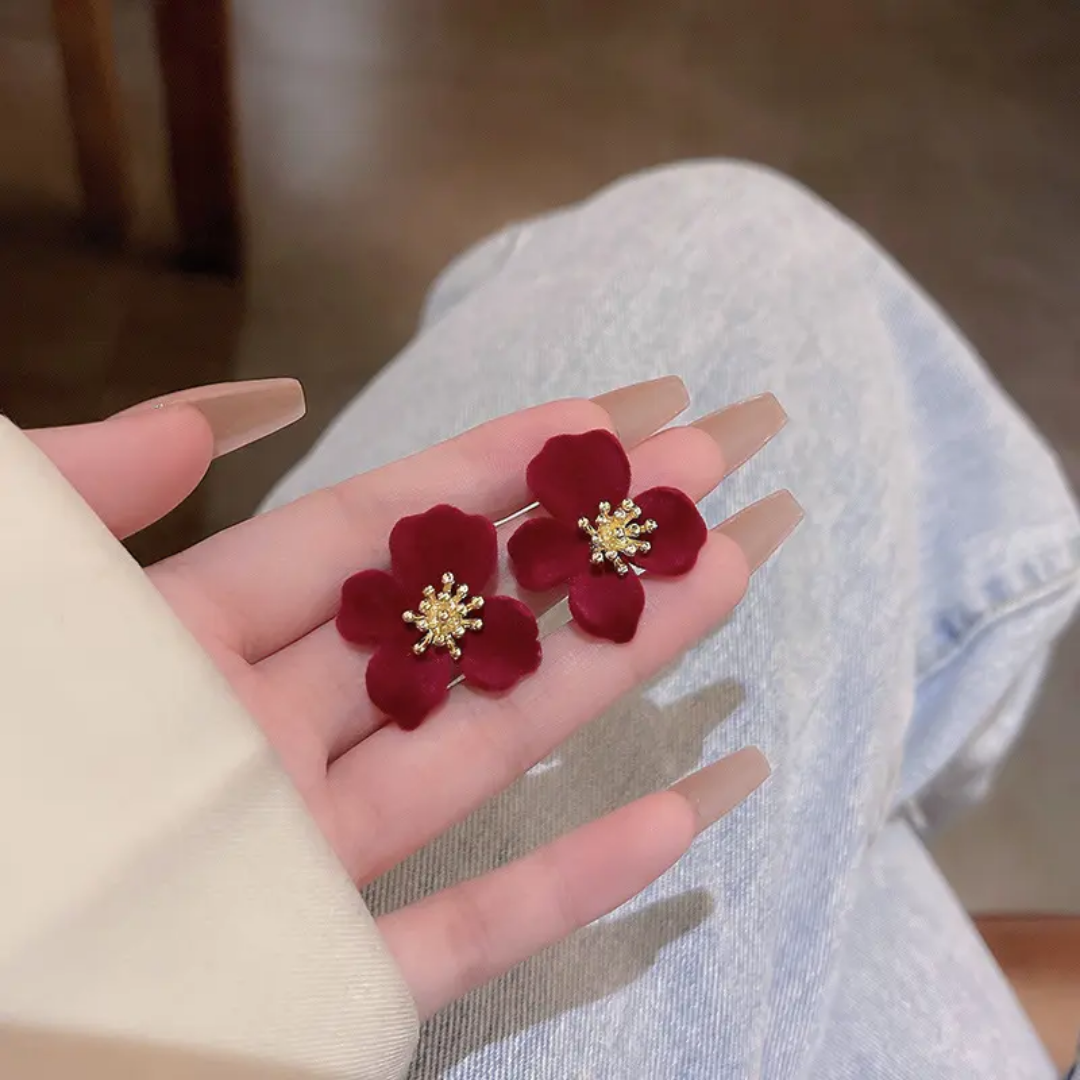 Eternal Red Flower Studs