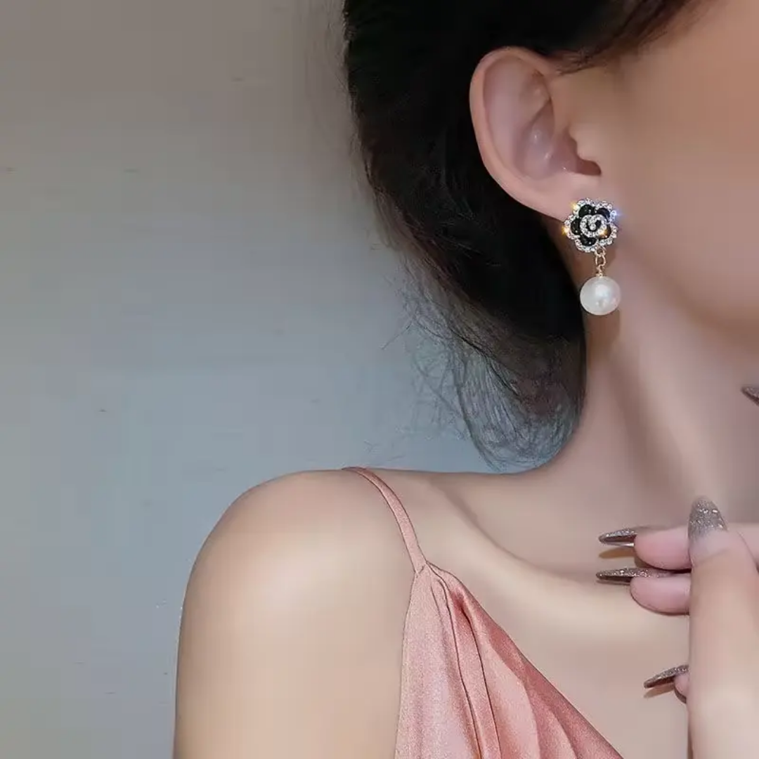Rose Pearl Drop Earrings