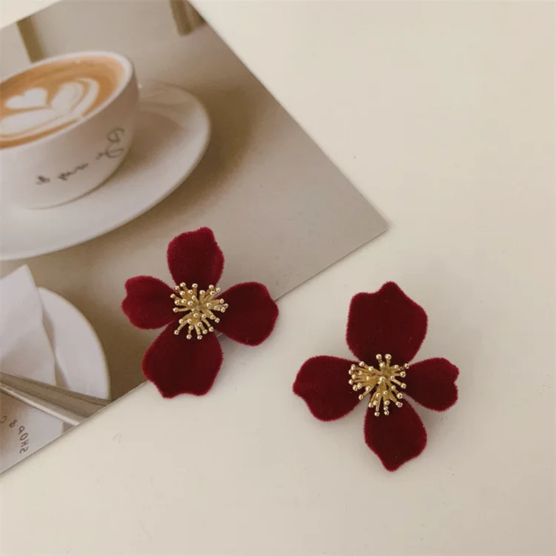 Eternal Red Flower Studs