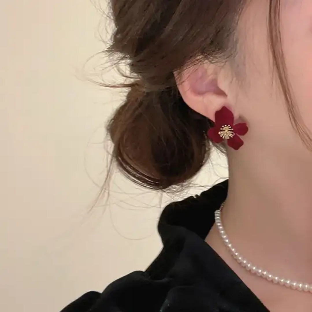 Eternal Red Flower Studs