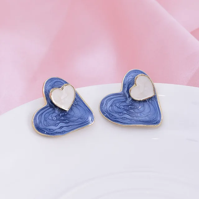 Blue Bloom Heart Earrings
