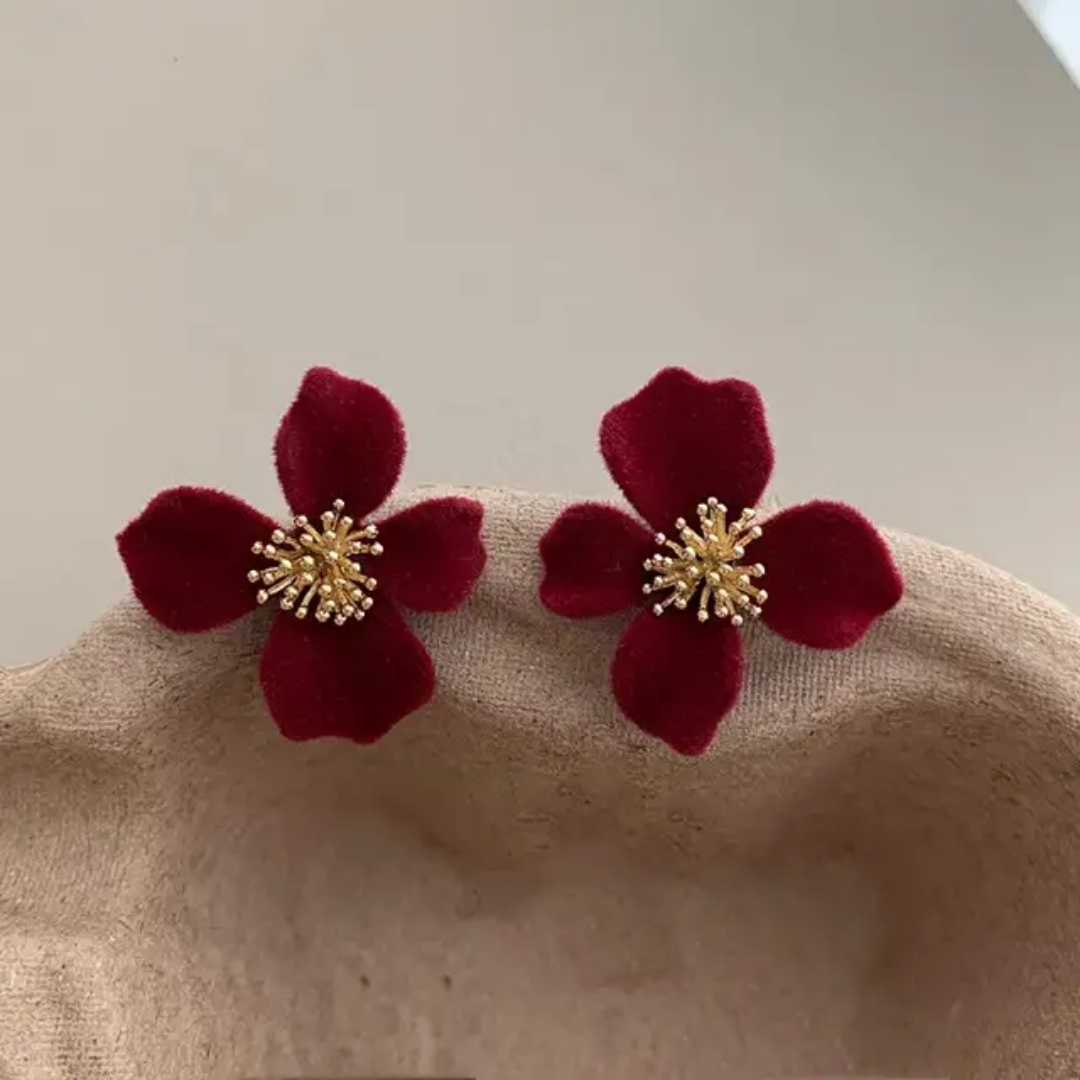 Eternal Red Flower Studs