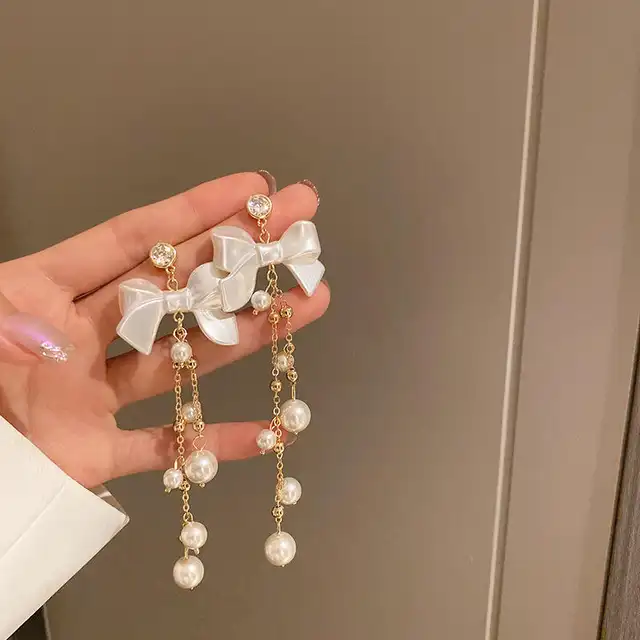 Bow Drop Pearl Hangings