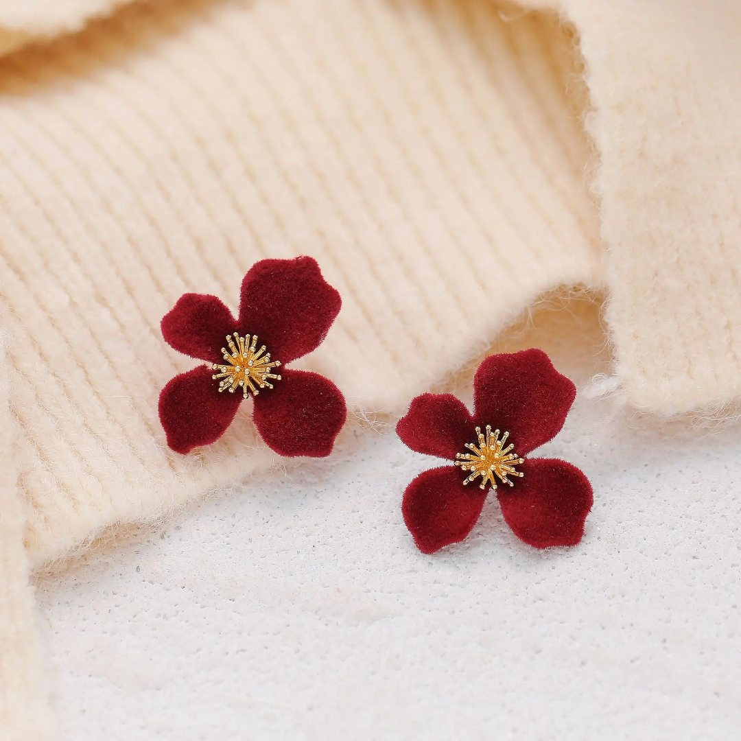Eternal Red Flower Studs