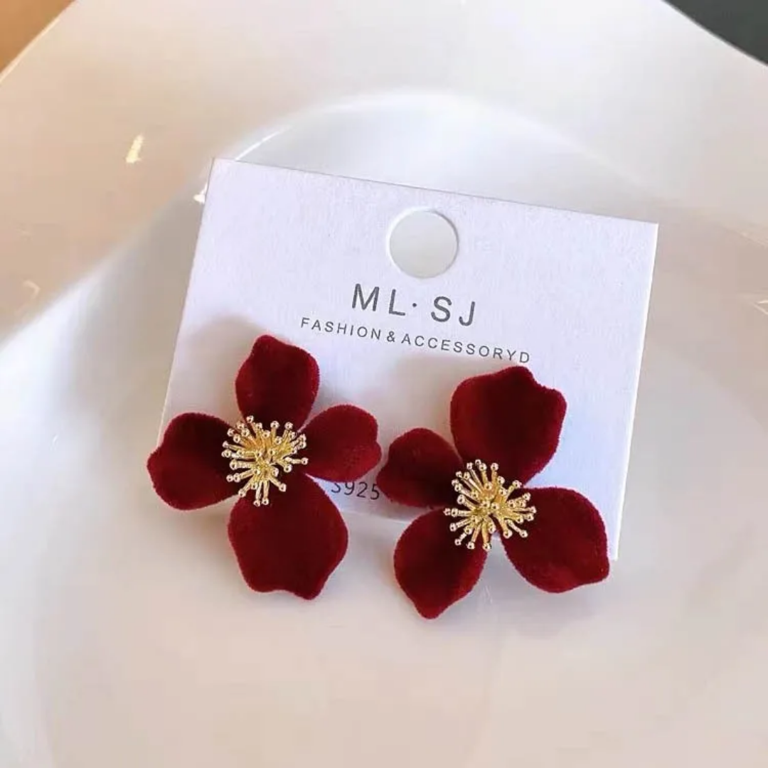 Eternal Red Flower Studs