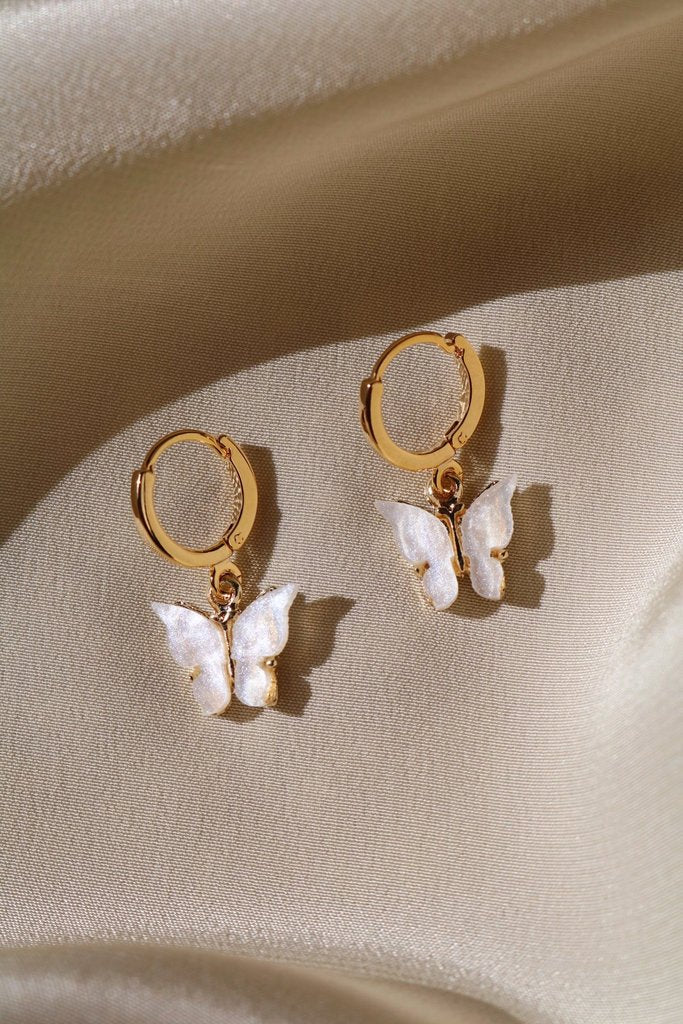 Golden Butterfly Hoops