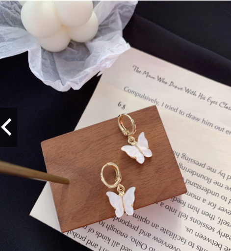 Golden Butterfly Hoops