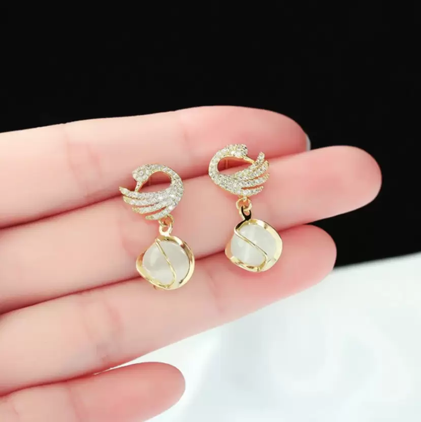 Glitter Swan Studs