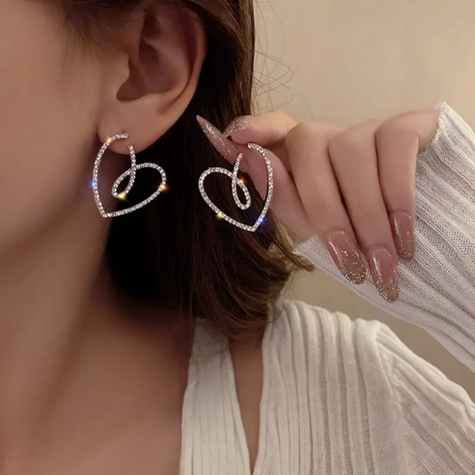 Golden Heart Glitter Earrings