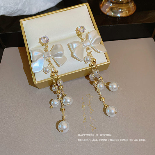 Bow Drop Pearl Hangings