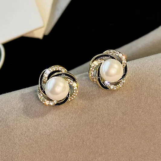 Jazz Spiral Pearl Studs