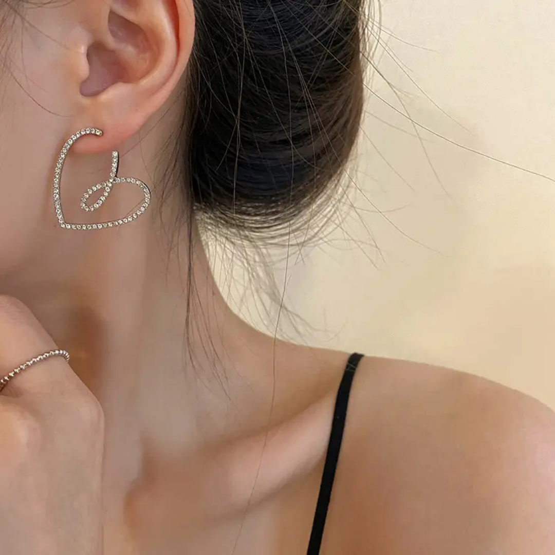 Golden Heart Glitter Earrings