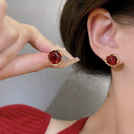 Burgundy Bloom Studs