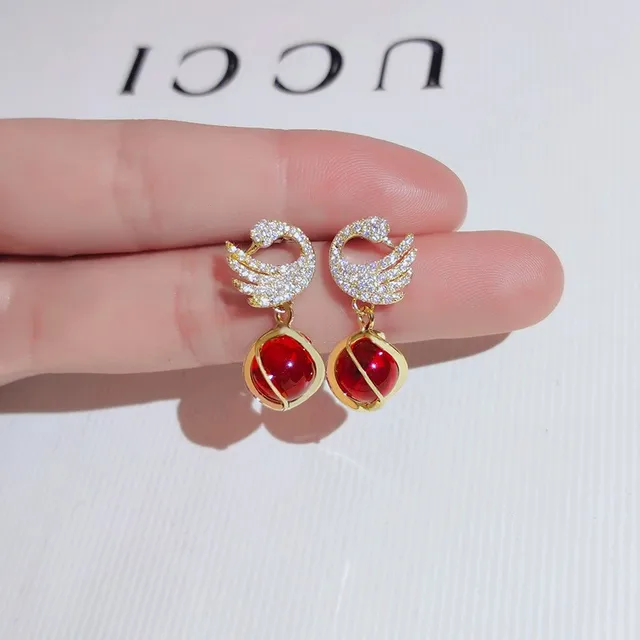 Glitter Swan Studs