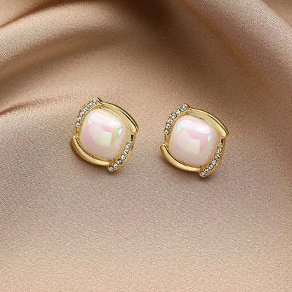 Golden Border Pearl Studs