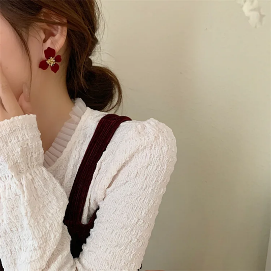 Eternal Red Flower Studs
