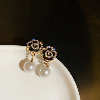 Rose Pearl Drop Earrings