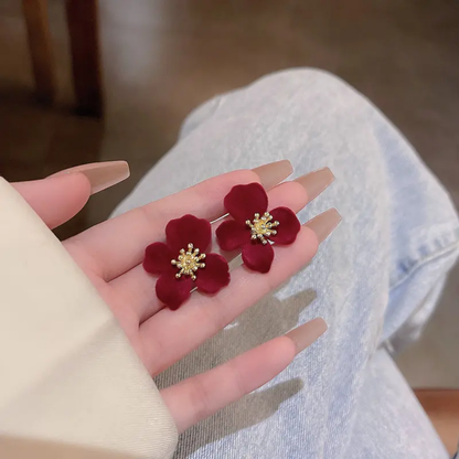 Eternal Red Flower Studs